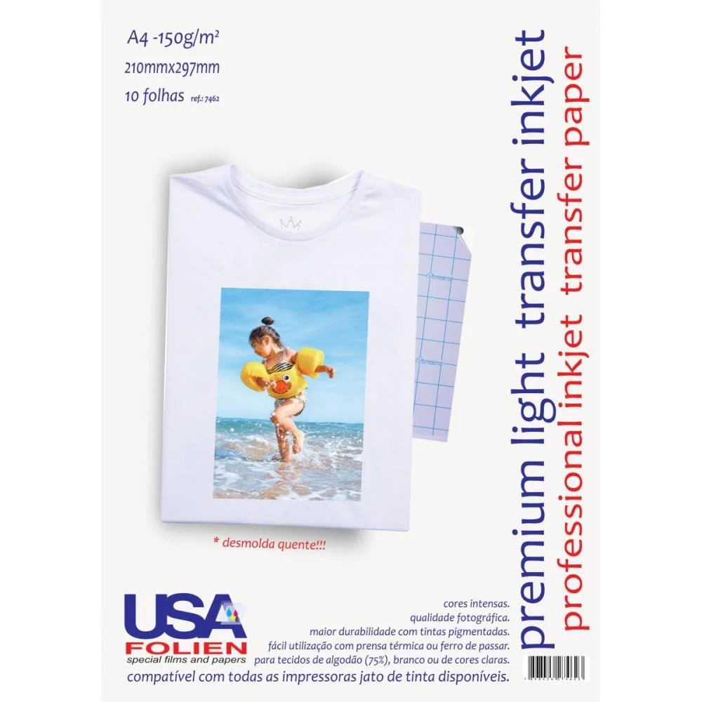 PAPEL TRANSFER INKJET PREMIUM 150G A4 USA FOLIEN (PCT.C/10) - imagem 2