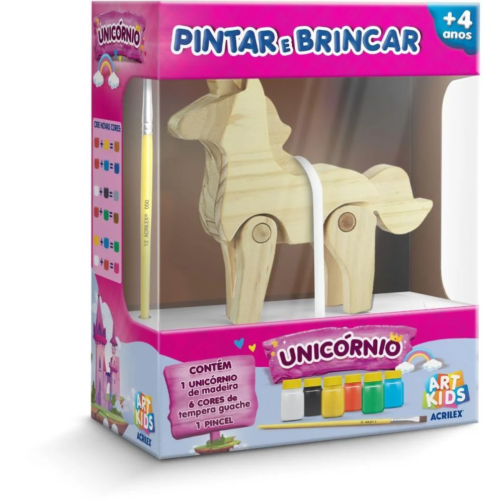 BRINQUEDO PARA COLORIR UNICORNIO PINTA/BRINCAR C/GUAC ACRILEX (UNIDADE) - imagem 2