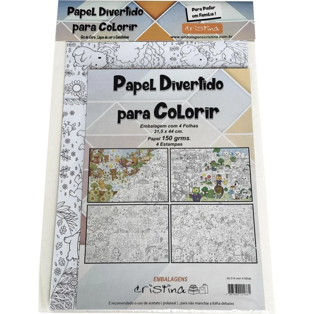 BRINQUEDO PARA COLORIR PAPEL DIVERTIDO 31,5X44CM 4FLS CRISTINA (UNIDADE) - imagem 3
