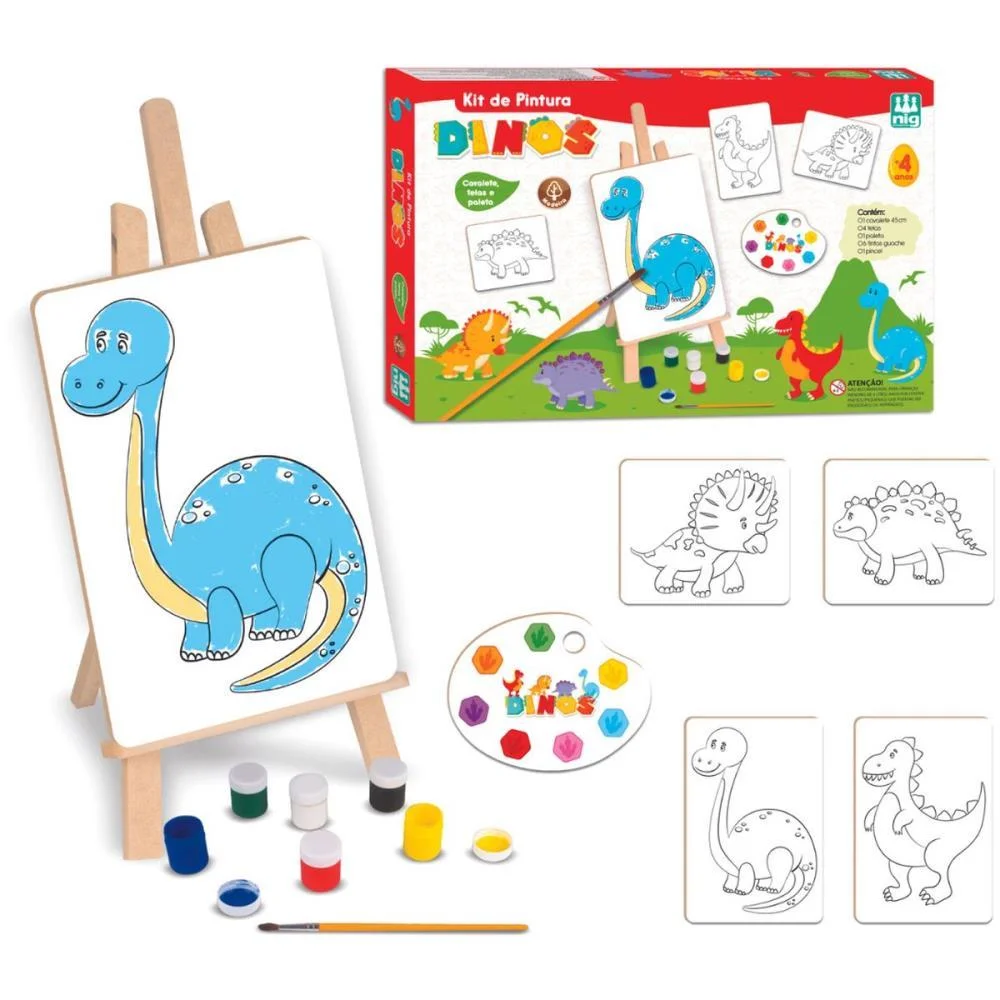 BRINQUEDO PARA COLORIR KIT PINTURA DINOS NIG BRINQUEDOS (UNIDADE) - imagem 2