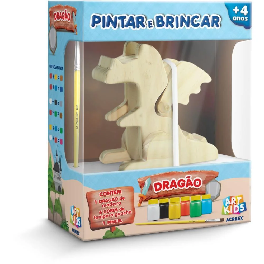 BRINQUEDO PARA COLORIR DRAGAO PINTAR/BRINCAR C/GUACHE ACRILEX (UNIDADE) - imagem 2