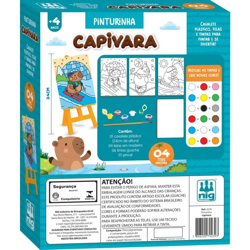 BRINQUEDO PARA COLORIR CAPIVARA KIT PINTURINHA NIG BRINQUEDOS (UNIDADE) - imagem 5