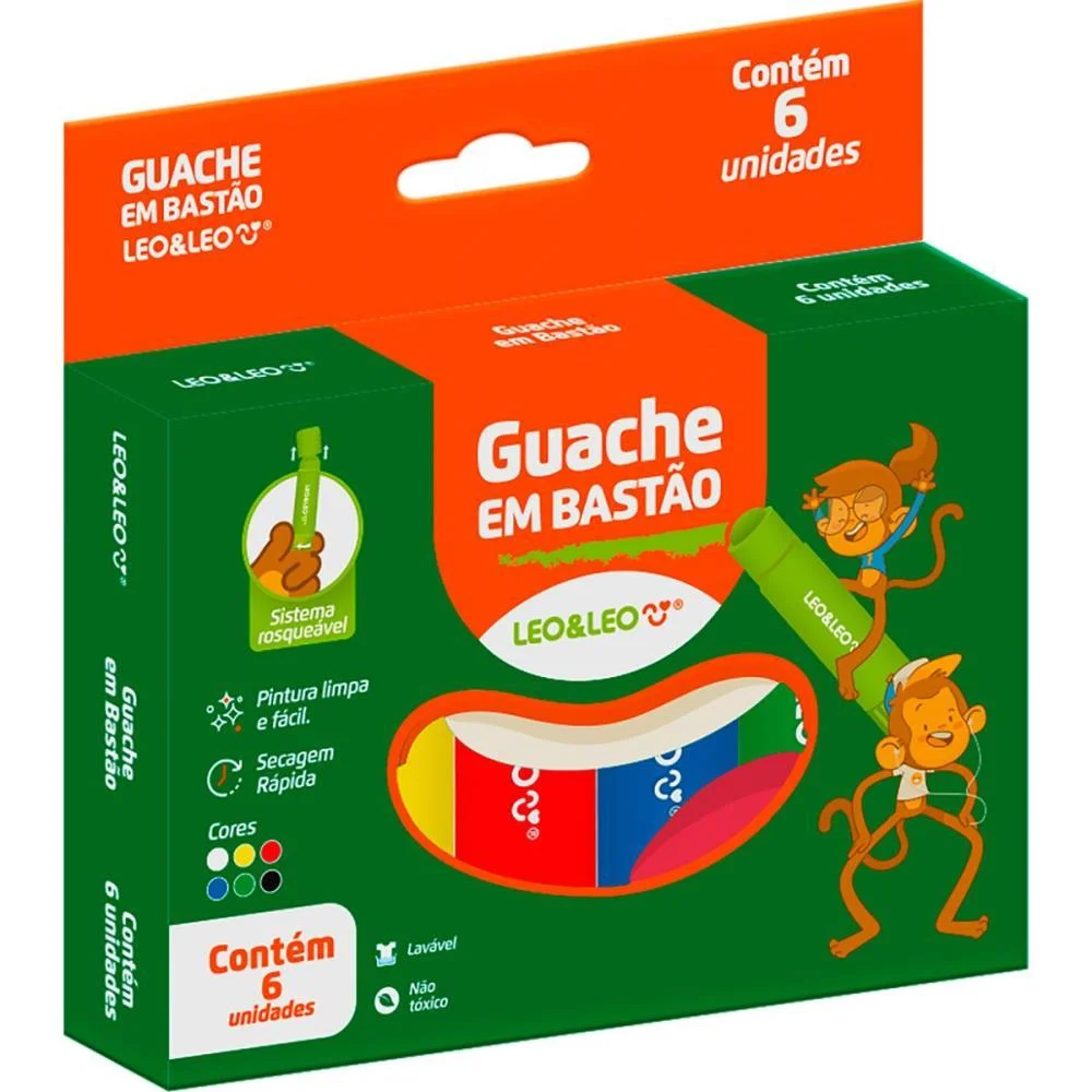TINTA GUACHE BASTAO 6 CORES LEONORA (ESTOJO) - imagem 4