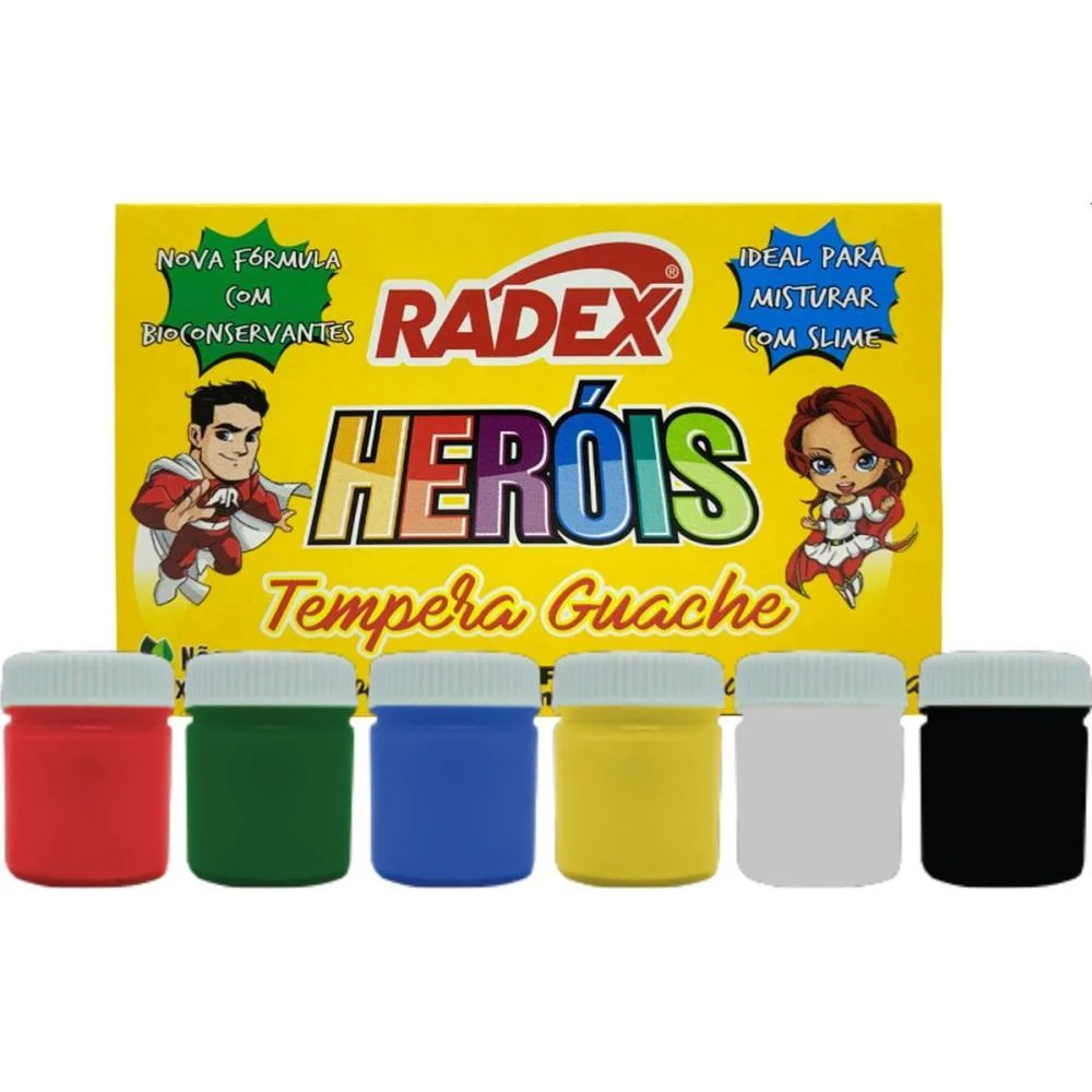 TINTA GUACHE 015ML 06 CORES RADEX (ESTOJO) - imagem 2