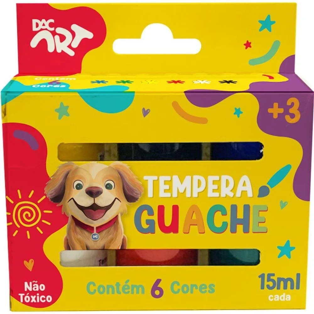 TINTA GUACHE 015ML 6 CORES DAC (PCT.C/12) - imagem 3