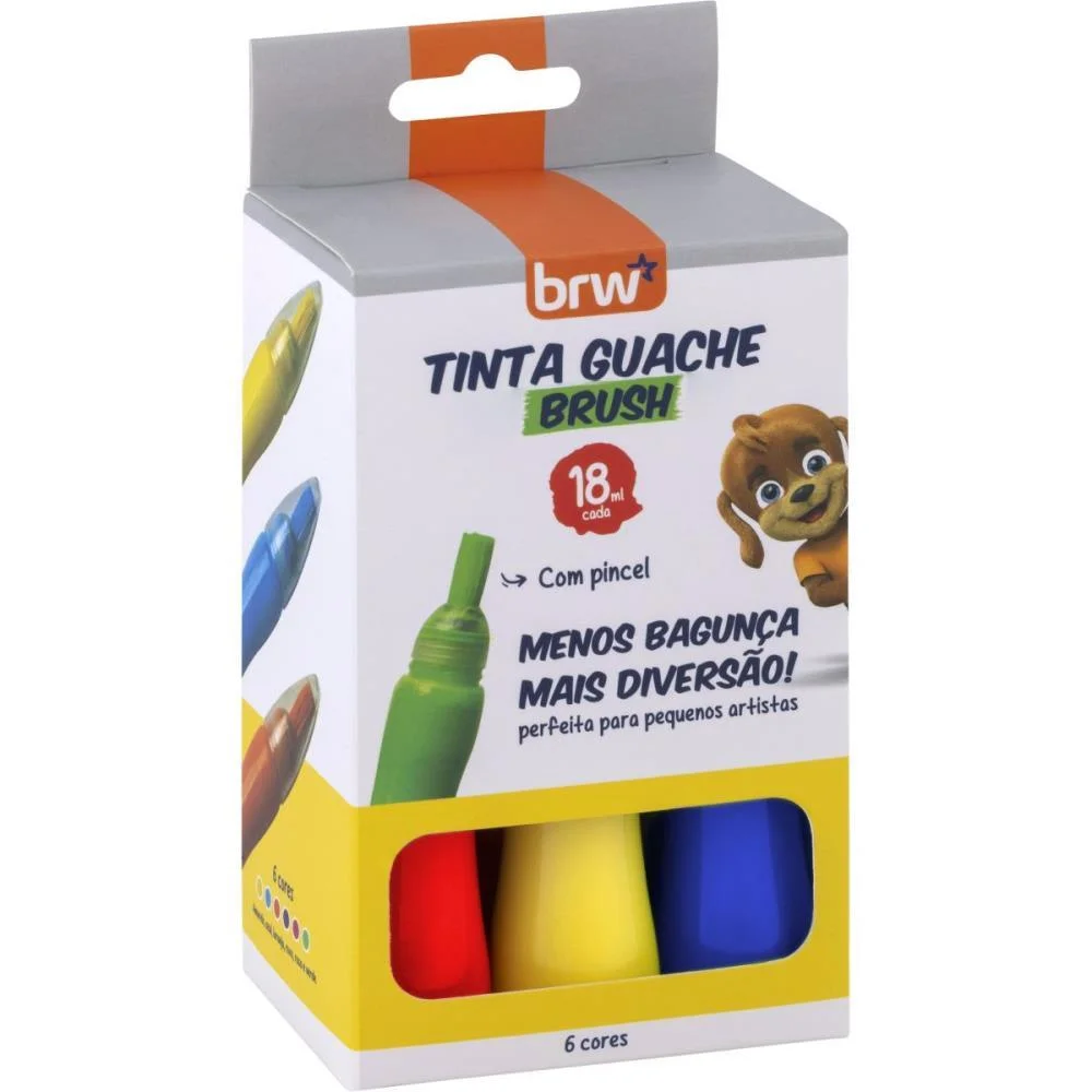 TINTA GUACHE 015ML 18ML 6 CORES BASICAS BRW (CAIXA) - imagem 2