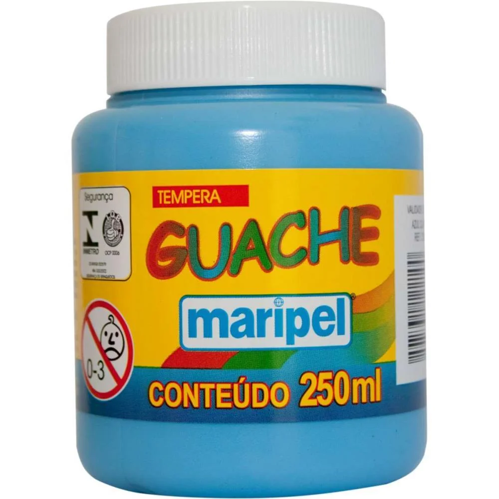 TINTA GUACHE 250ML AZUL CLARO MARIPEL (CX.C/06) - imagem 2