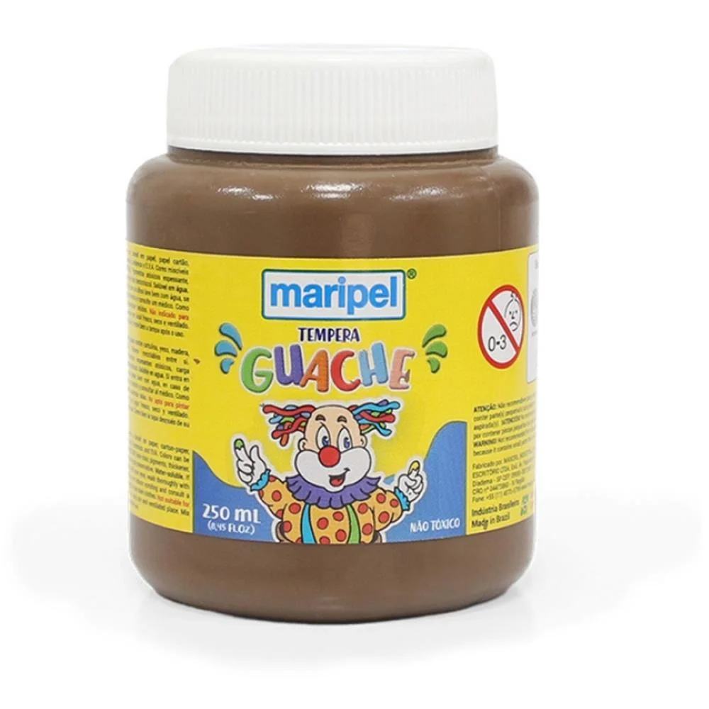 TINTA GUACHE 250ML MARROM MARIPEL (CX.C/06) - imagem 2