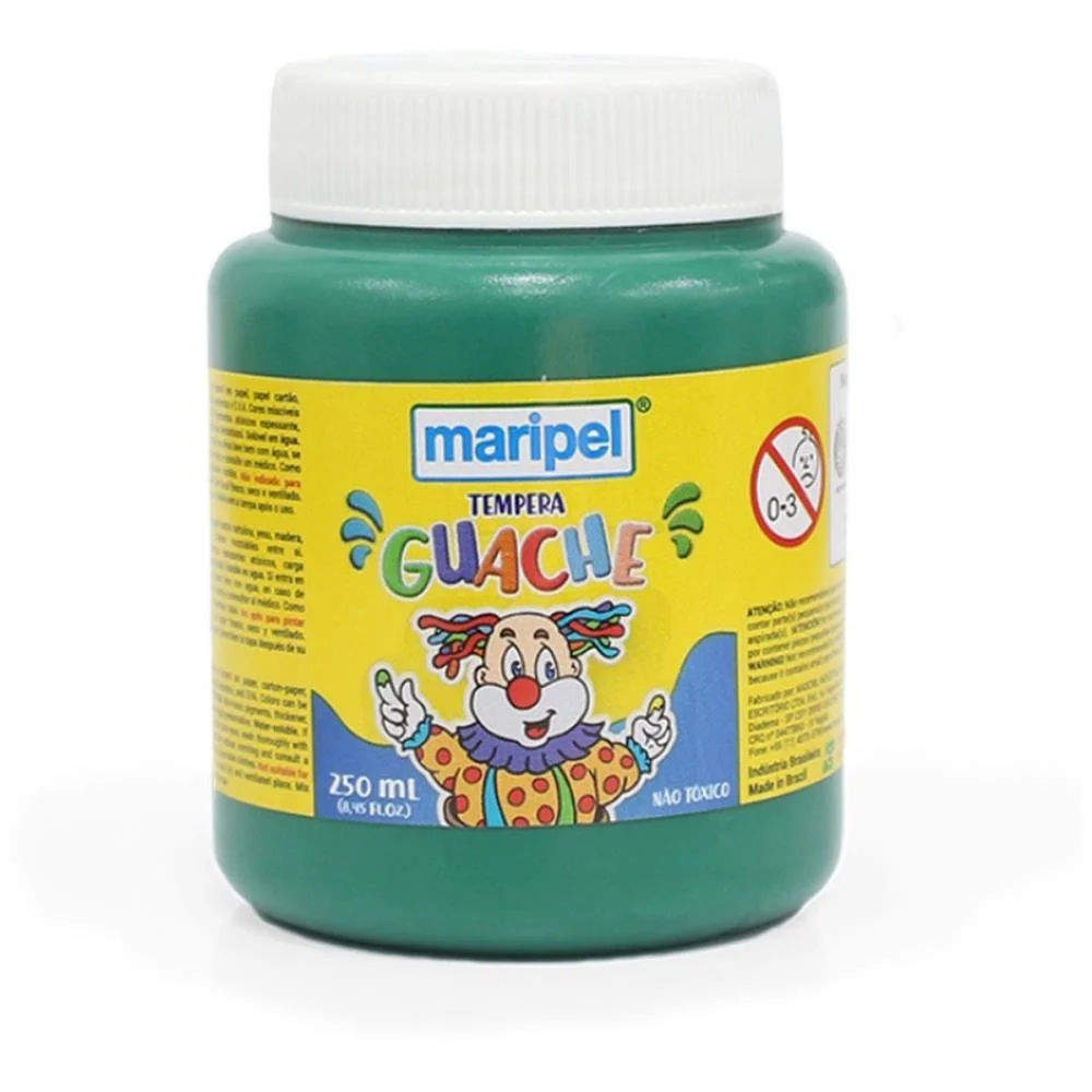 TINTA GUACHE 250ML VERDE ESCURO MARIPEL (CX.C/06) - imagem 2