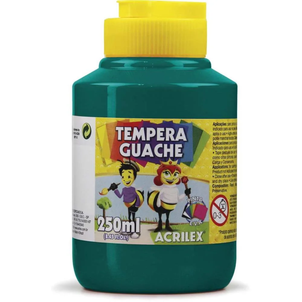 TINTA GUACHE 250ML VERDE BANDEIRA ACRILEX (PCT.C/03) - imagem 2