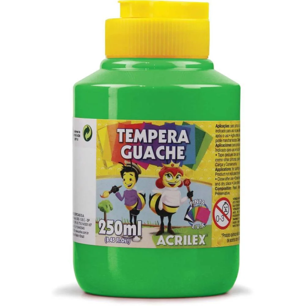 TINTA GUACHE 250ML VERDE FOLHA ACRILEX (PCT.C/03) - imagem 2