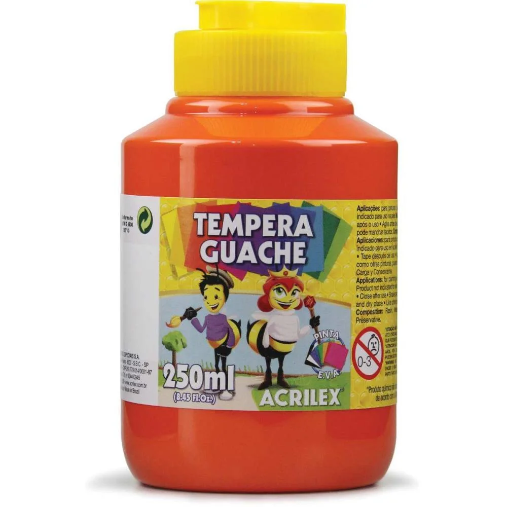 TINTA GUACHE 250ML VERMELHO FOGO ACRILEX (PCT.C/03) - imagem 3