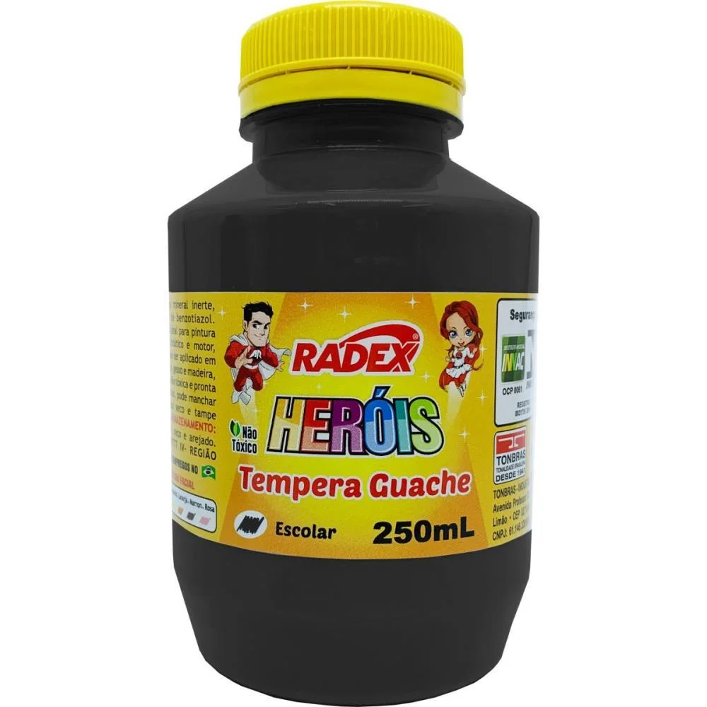 TINTA GUACHE 250ML PRETO RADEX (PCT.C/03) - imagem 2