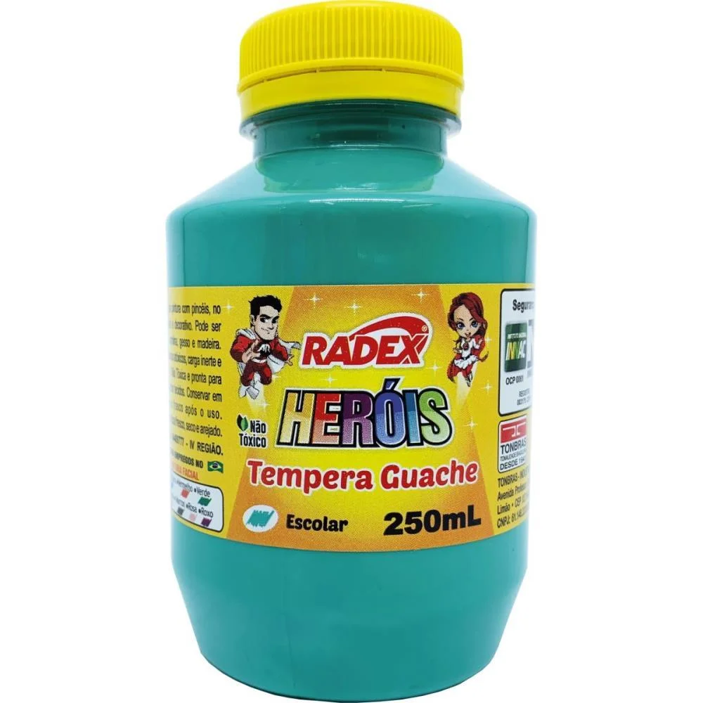 TINTA GUACHE 250ML VERDE CLARO RADEX (PCT.C/03) - imagem 3