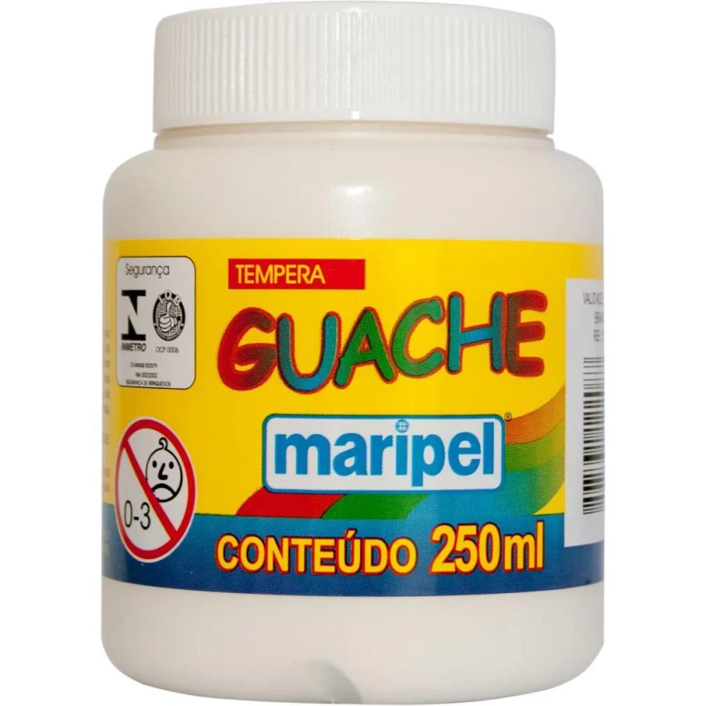 TINTA GUACHE 250ML BRANCO MARIPEL (CX.C/06) - imagem 2