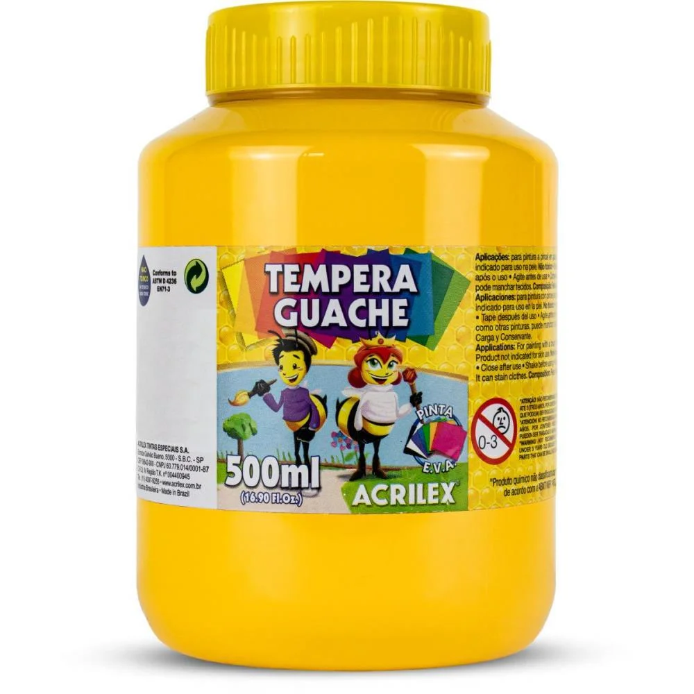 TINTA GUACHE 500ML AMARELO OURO ACRILEX (CX.C/06) - imagem 2