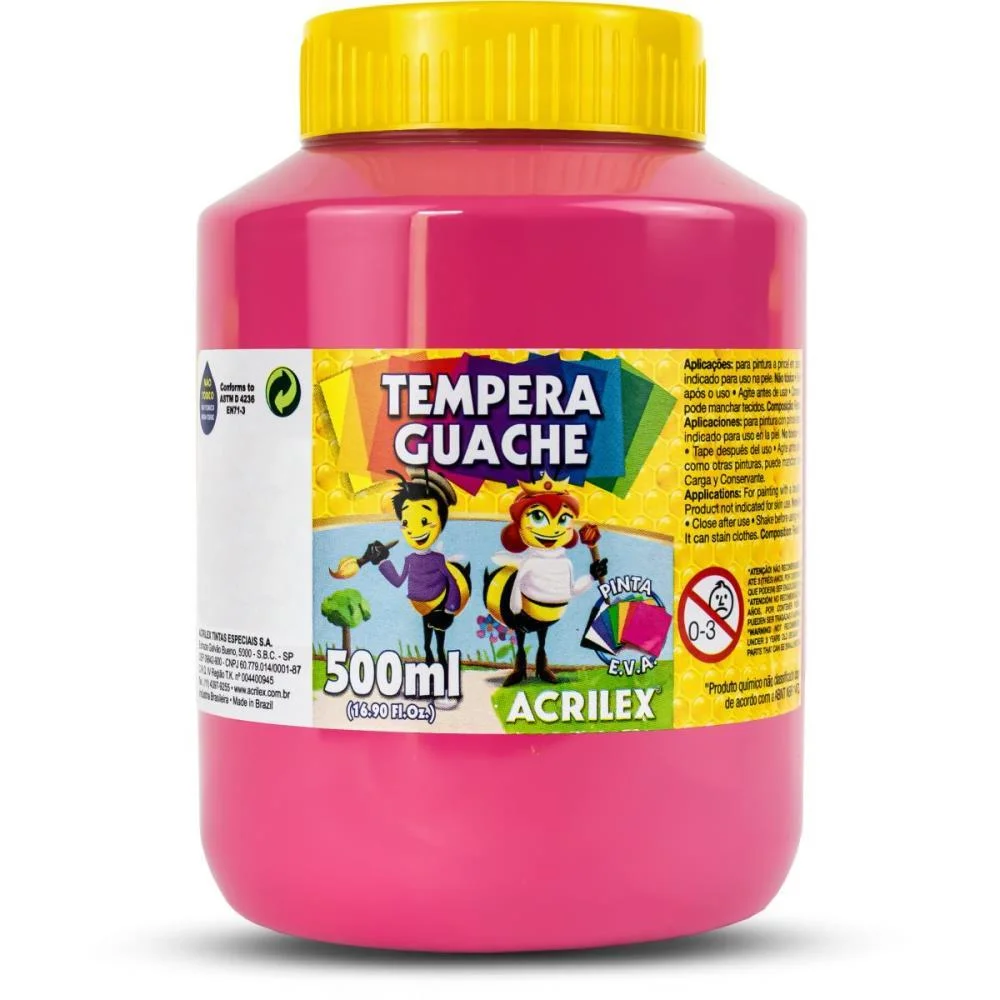 TINTA GUACHE 500ML ROSA ACRILEX (CX.C/06) - imagem 2