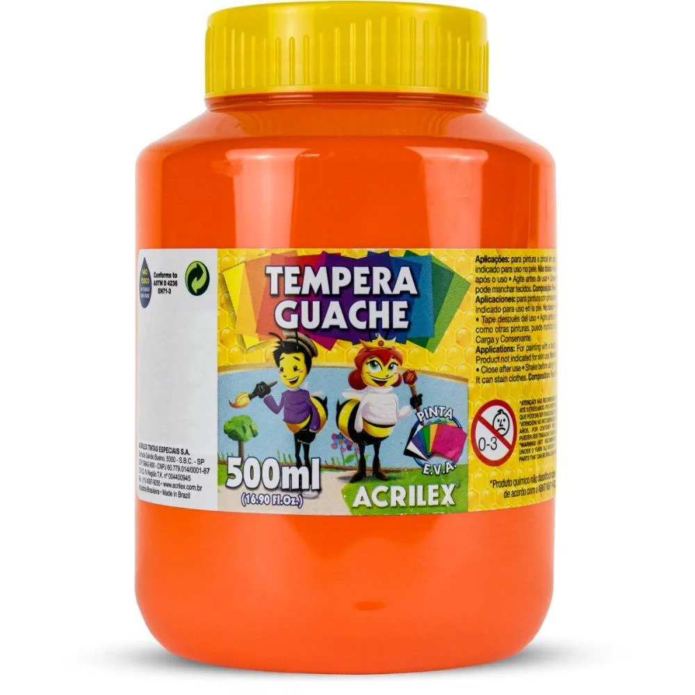 TINTA GUACHE 500ML LARANJA ACRILEX (CX.C/06) - imagem 3