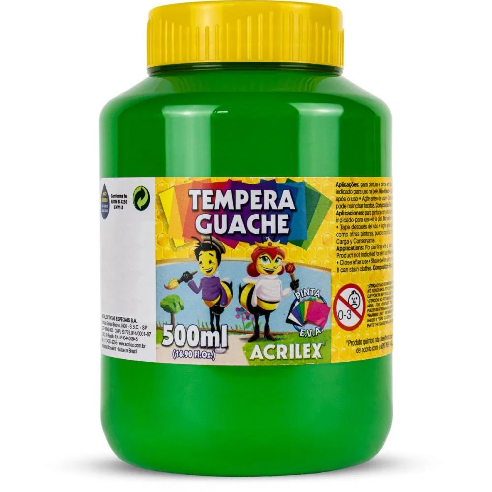 TINTA GUACHE 500ML VERDE FOLHA ACRILEX (CX.C/06) - imagem 3