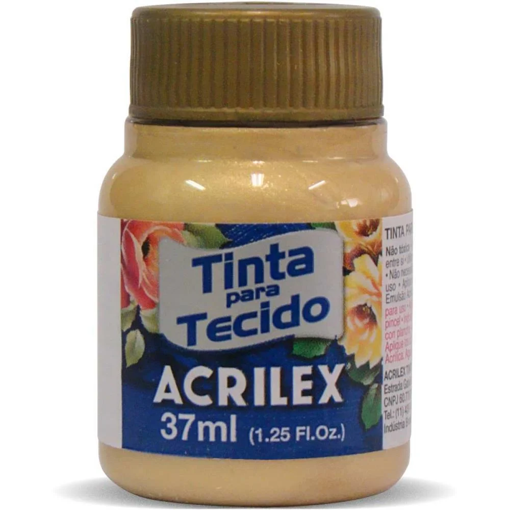 TINTA PARA TECIDO METALICA 37ML OURO ACRILEX (DUZIA) - imagem 3