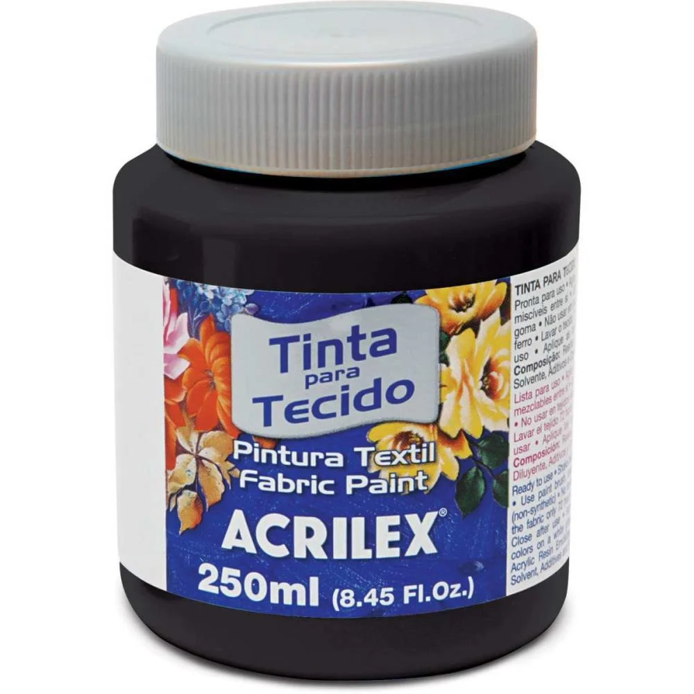 TINTA PARA TECIDO FOSCA 250ML PRETO ACRILEX (PCT.C/03) - imagem 2