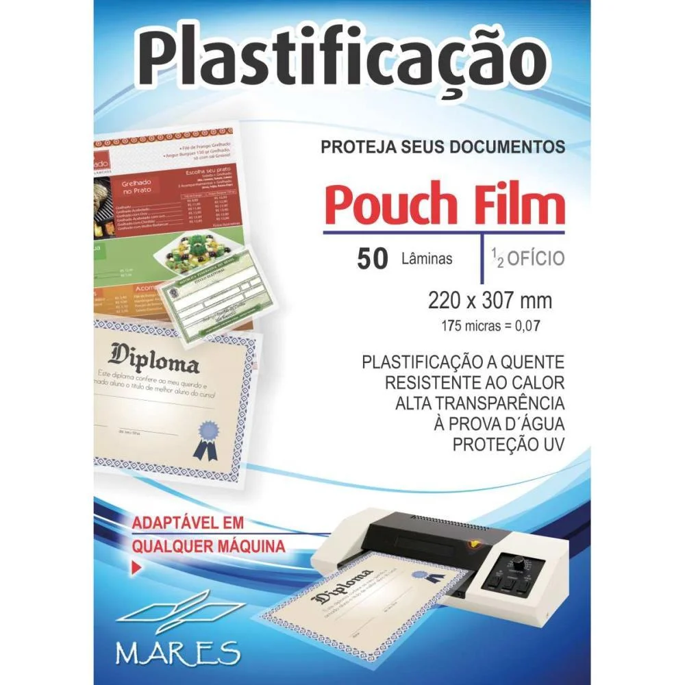 PLASTICO PARA PLASTIFICACAO POUCH FILM 1/2 OF.170X226 0,07 MARES (CONJ/50) - imagem 6