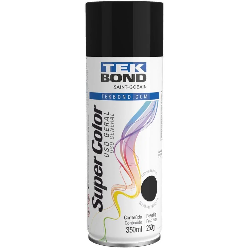 TINTA SPRAY FOSCO PRETO 350ML/250G TEKBOND (UNIDADE) - imagem 2