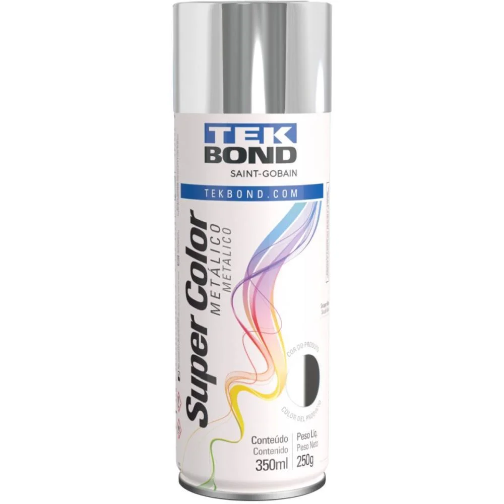 TINTA SPRAY METALICO CROMADO 350ML/250G TEKBOND (UNIDADE) - imagem 2