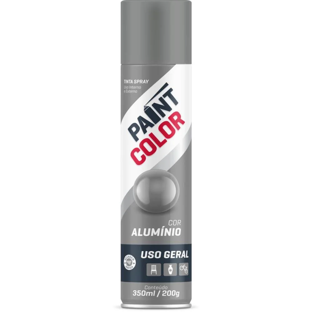 TINTA SPRAY PAINTCOLOR 350ML ALUMINIO 200G BASTON (UNIDADE) - imagem 3