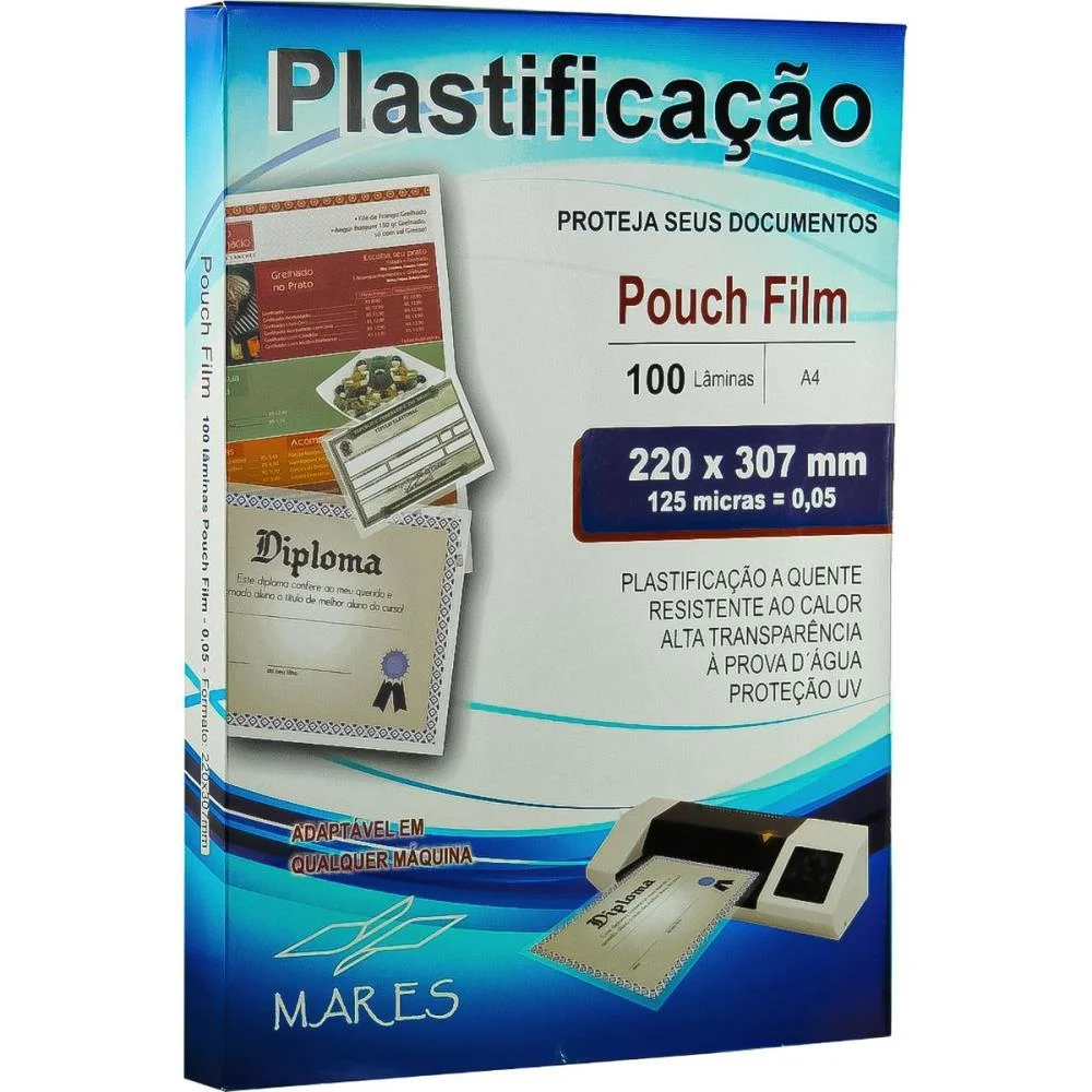PLASTICO PARA PLASTIFICACAO POUCH FILM A4 220X307 (0,05) MARES (CONJ/100) - imagem 3