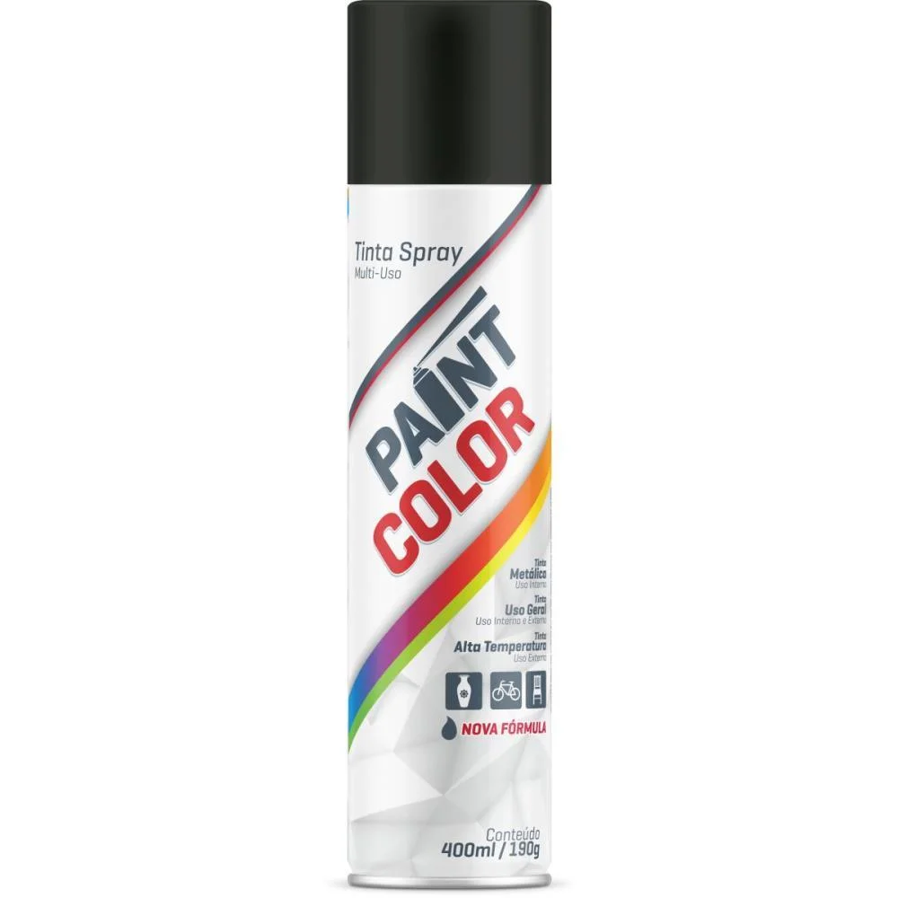 TINTA SPRAY PAINTCOLOR 400ML PRETO BRILHAN BASTON (UNIDADE) - imagem 3