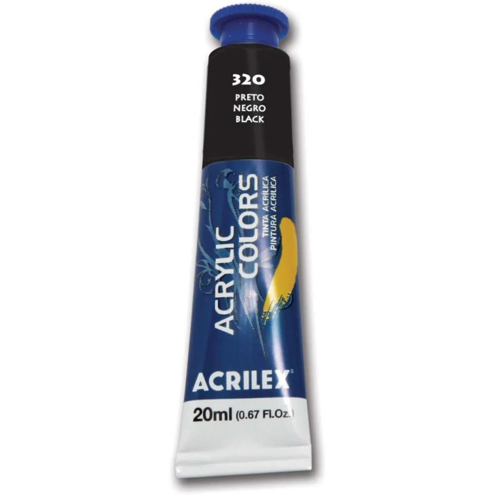 TINTA ACRILICA ACRYLIC COLORS 20ML PRETO ACRILEX (CX.C/06) - imagem 2