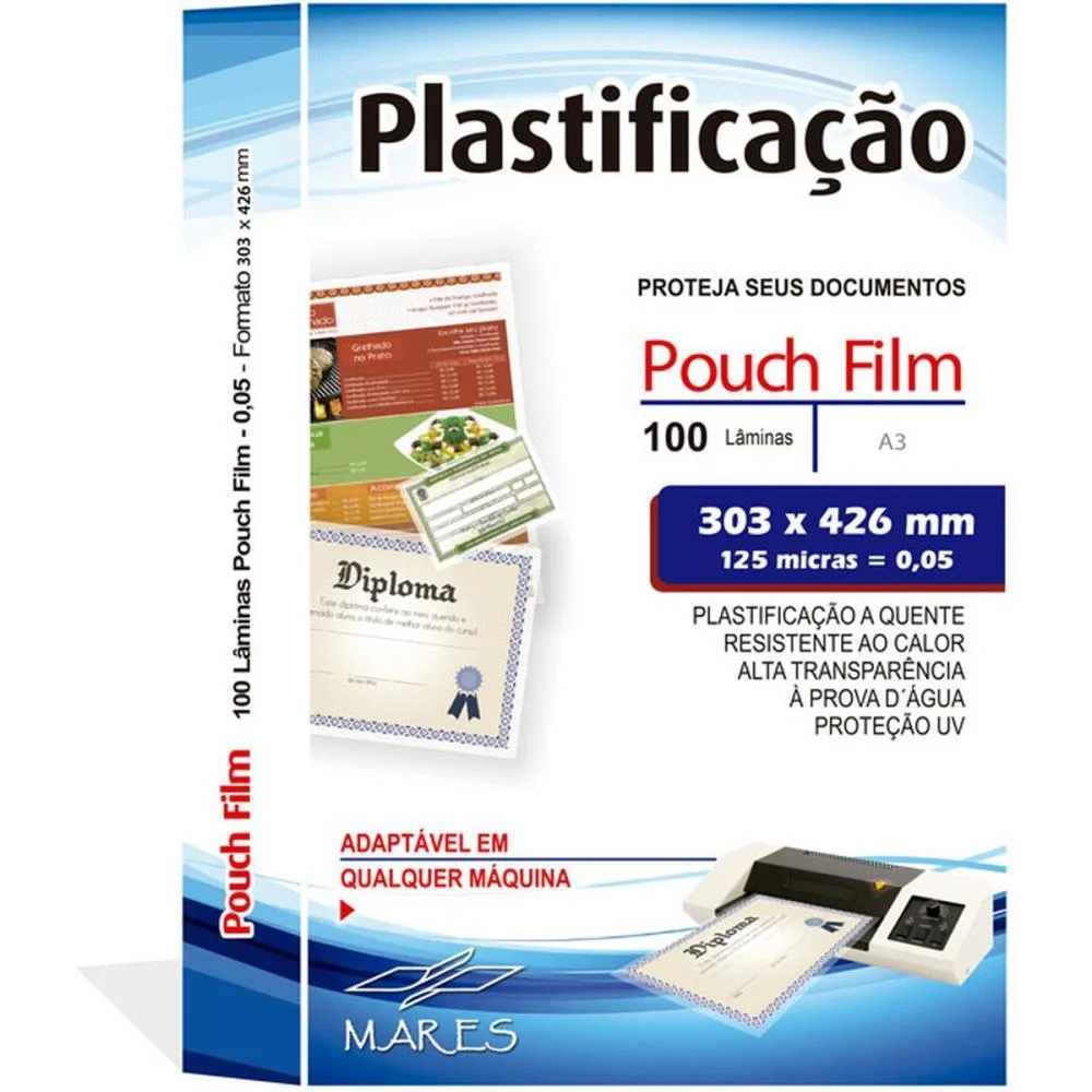 PLASTICO PARA PLASTIFICACAO POUCH FILM A3 303X426MM 0,05 MARES (CONJ/100) - imagem 4
