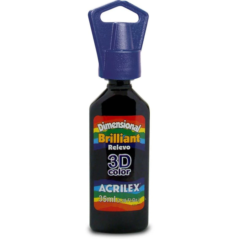 TINTA RELEVO DIMENSIONAL BRILHANTE PRETO 35ML ACRILEX (PCT.C/06) - imagem 2