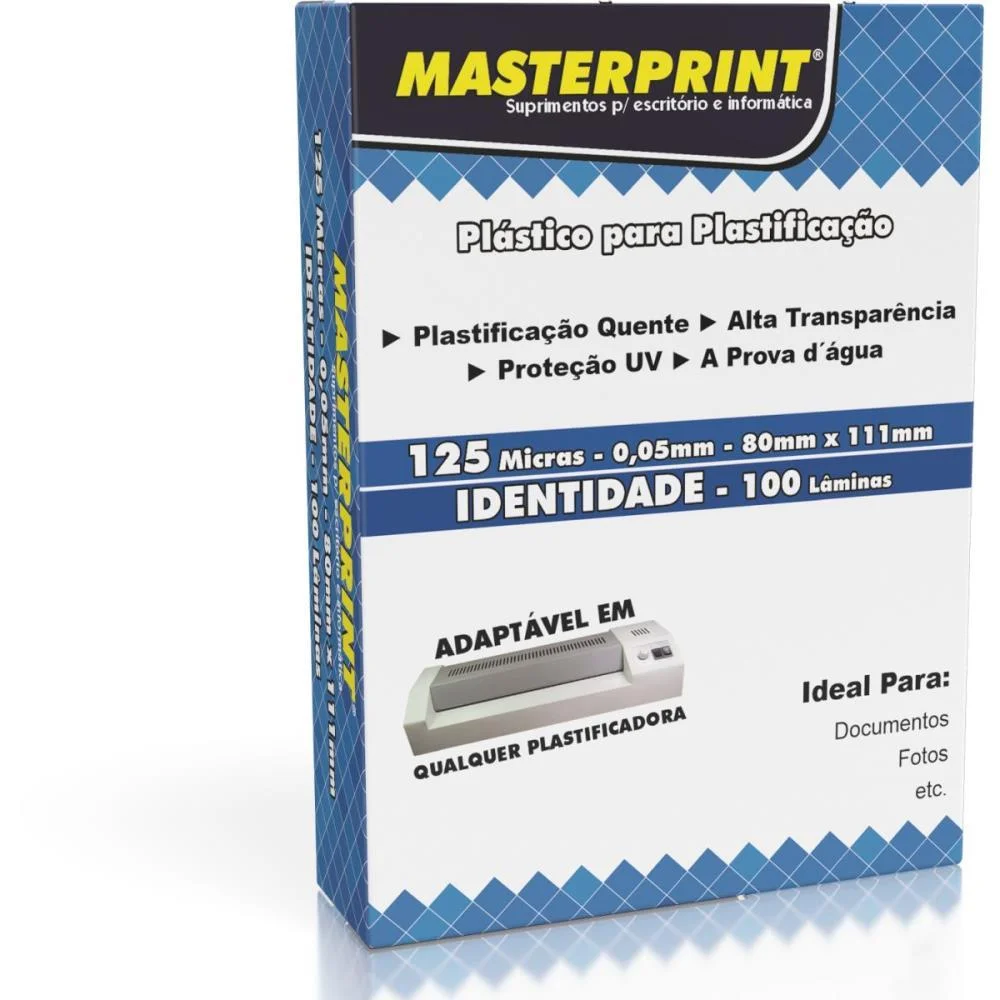PLASTICO PARA PLASTIFICACAO RG 80X111 125 MICRAS (0,05) MASTERPRINT (CONJ/100) - imagem 3