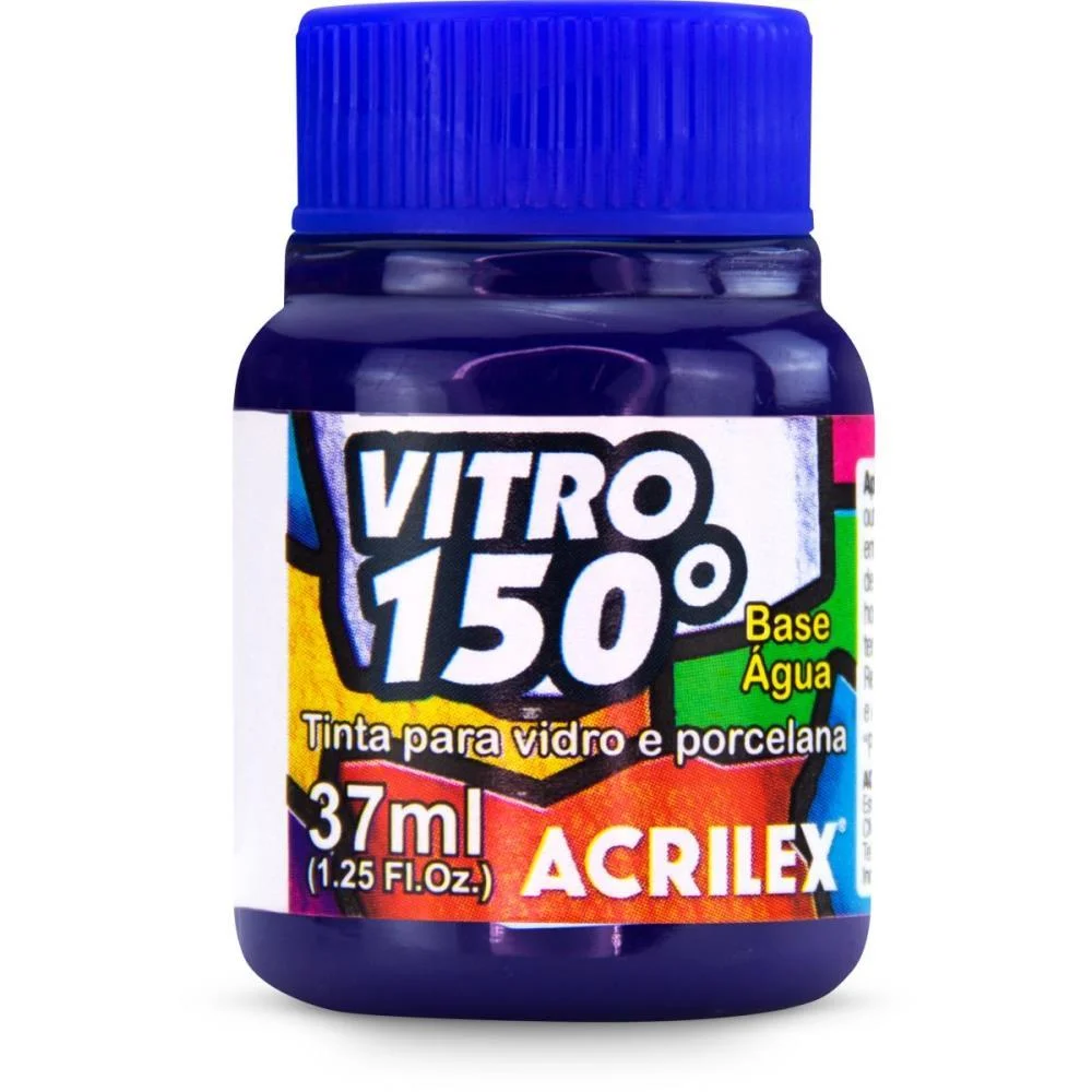 TINTA VITRAL VITRO 150 37ML AZUL ACRILEX (CX.C/06) - imagem 3