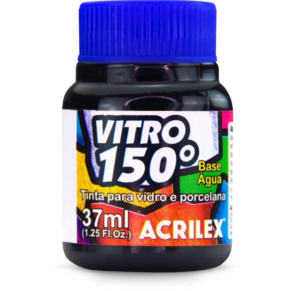 TINTA VITRAL VITRO 150 37ML PRETO ACRILEX (CX.C/06) - imagem 2