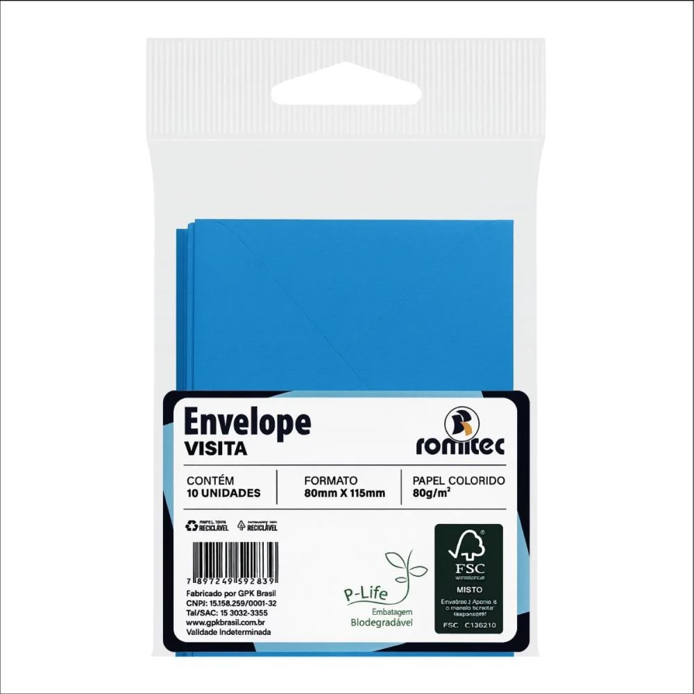 ENVELOPE COLORIDO VISITA 115X80MM AZUL ROYAL 80G ROMITEC (BL.C/10) - imagem 4