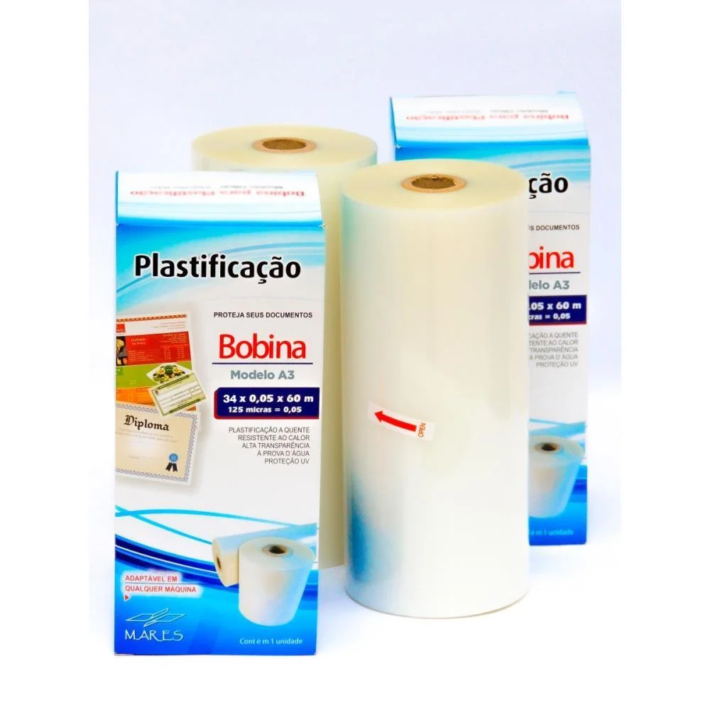 PLASTICO PARA PLASTIFICACAO POUCH FILM ROLO 34X0,05X60M MARES (ROLO) - imagem 2