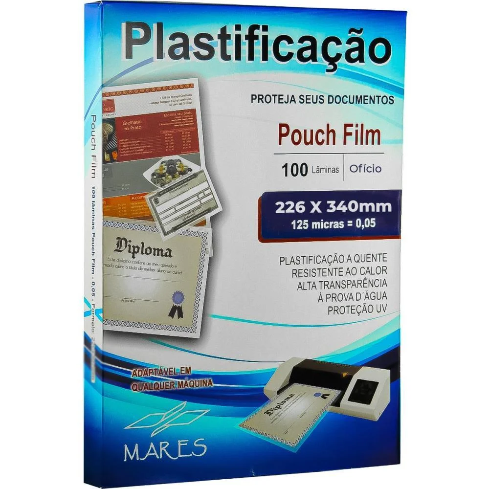 PLASTICO PARA PLASTIFICACAO POUCH FILM OFICIO 226X340 0,05 MARES (CONJ/100) - imagem 3