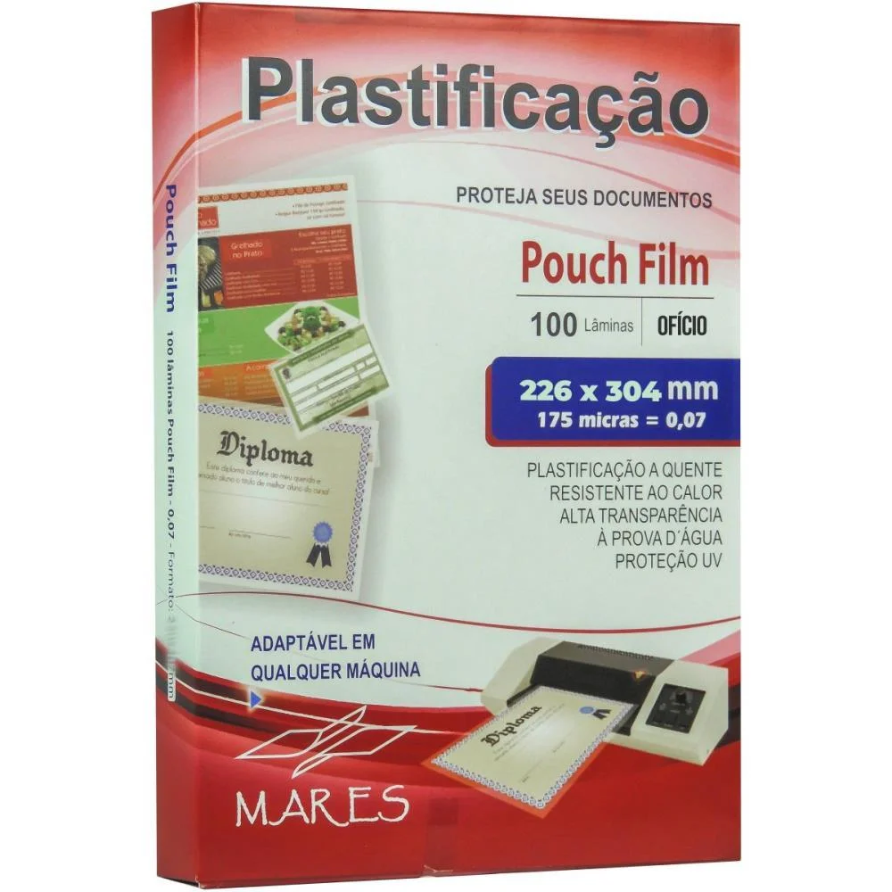 PLASTICO PARA PLASTIFICACAO POUCH FILM OFICIO 226X340 0,07 MARES (CONJ/100) - imagem 2