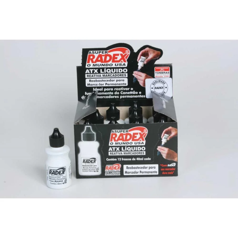 TINTA MARCADOR PERMANENTE REABASTECEDOR 40ML PRETO RADEX (CX.C/12) - imagem 3