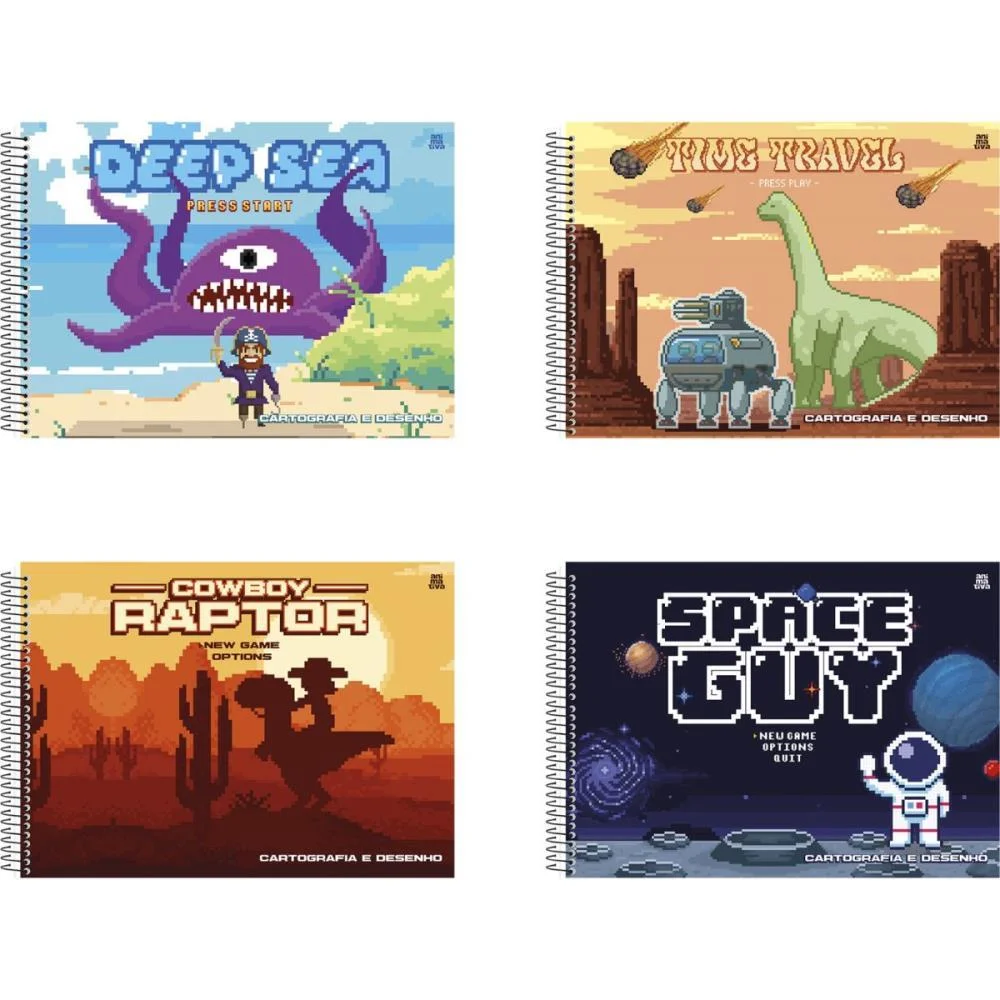 CADERNO DESENHO UNIV CAPA DURA PIXEL KRAFT 60F ANIMATIVA (PCT.C/05) - imagem 3