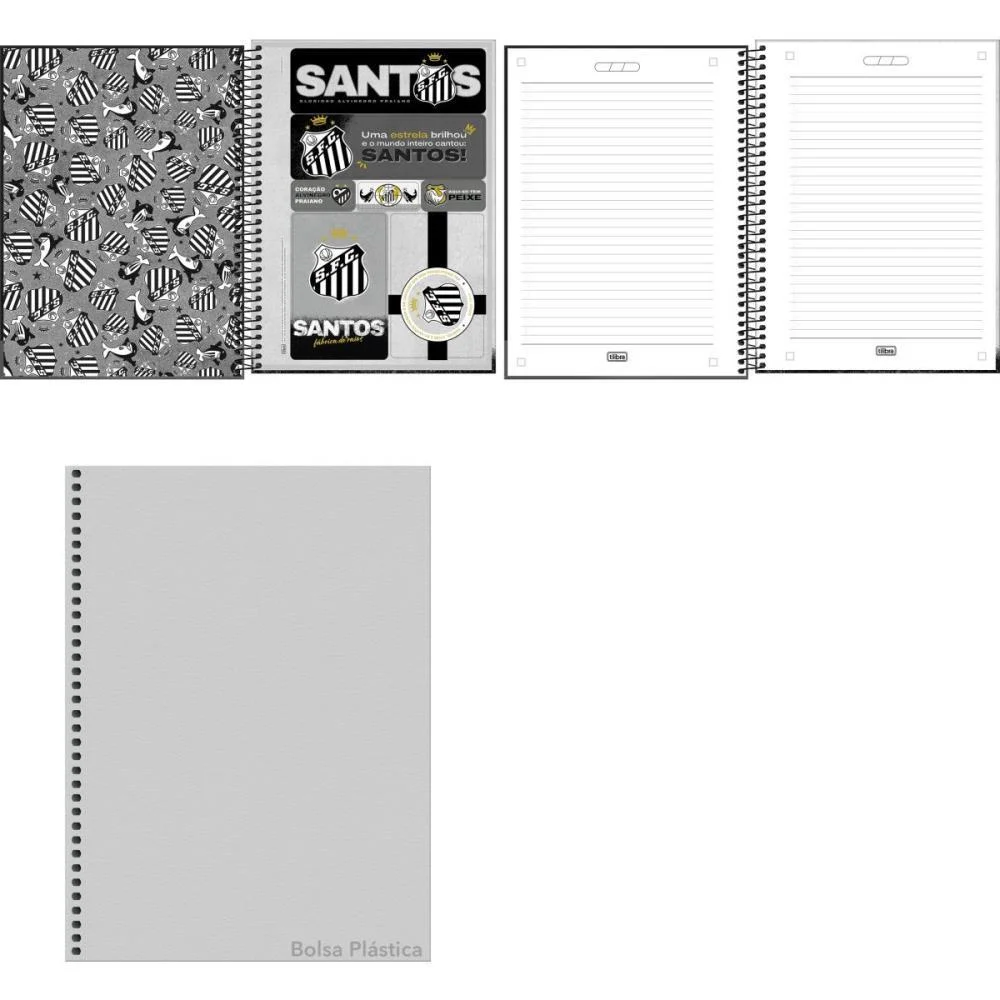 CADERNO 10X1 CAPA DURA SANTOS 160FLS TILIBRA (PCT.C/04) - imagem 3