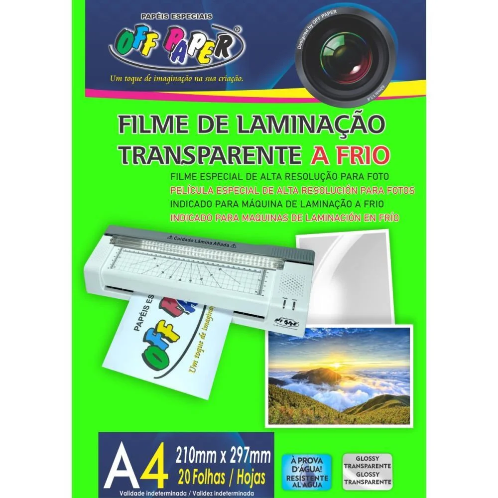 PLASTICO PARA PLASTIFICACAO FILME A4 TRANSP.LAMINACAO FRIO OFF PAPER (PCT.C/20) - imagem 2