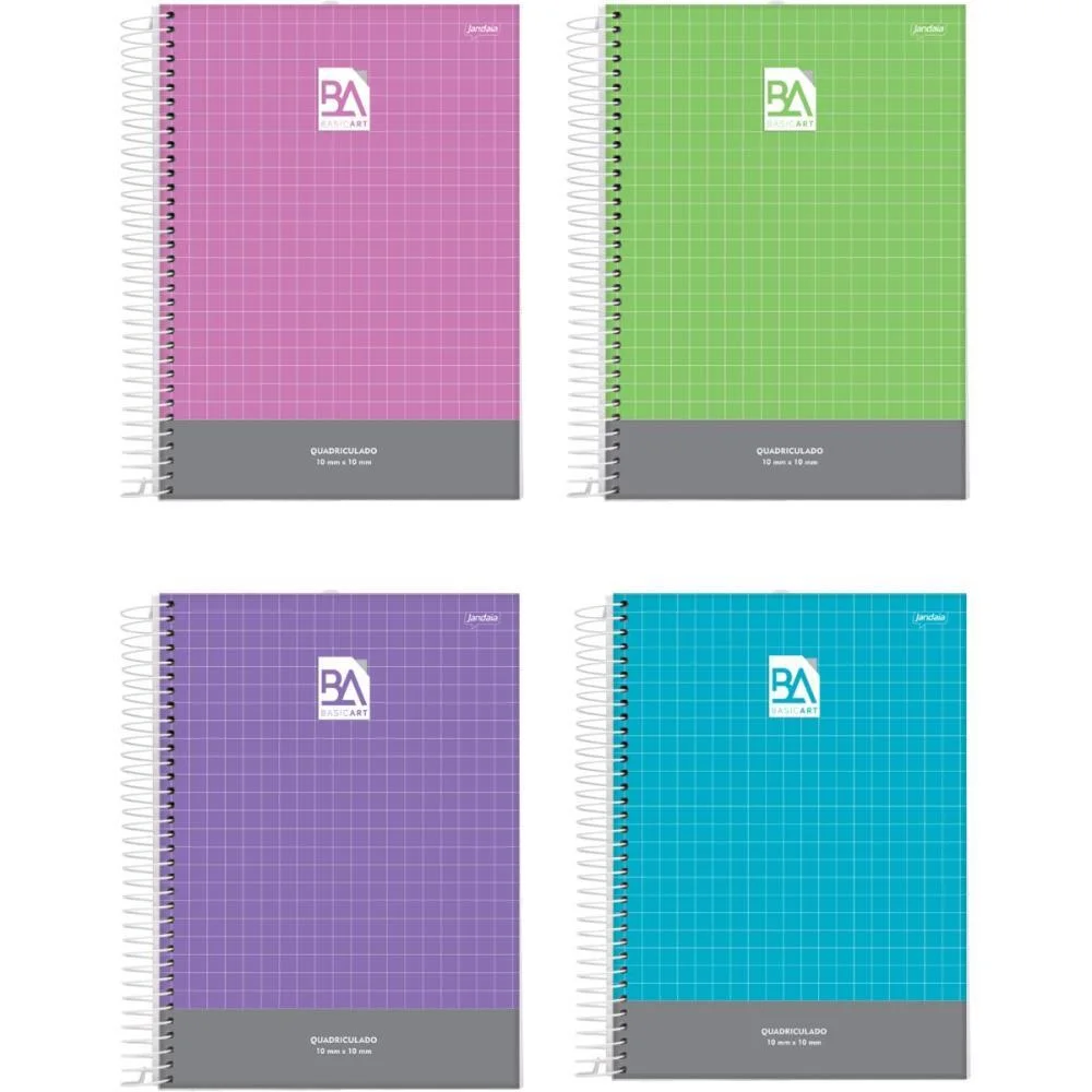 CADERNO QUADRICULADO UNIVERS. 1X1CM 96F ESP.CD BASIC ART JANDAIA (PCT.C/04) - imagem 3