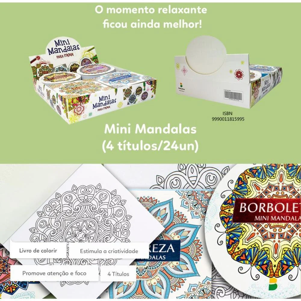 LIVRO DE COLORIR MANDALAS MINI 12X12CM 48P.4TIT TODOLIVRO (DP.C/24) - imagem 4