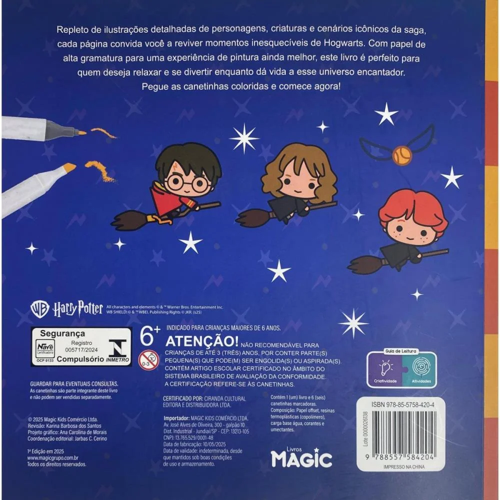 LIVRO DE COLORIR HARRY POTTER COMFY C/6CANETINH MAGIC KIDS (UNIDADE) - imagem 4