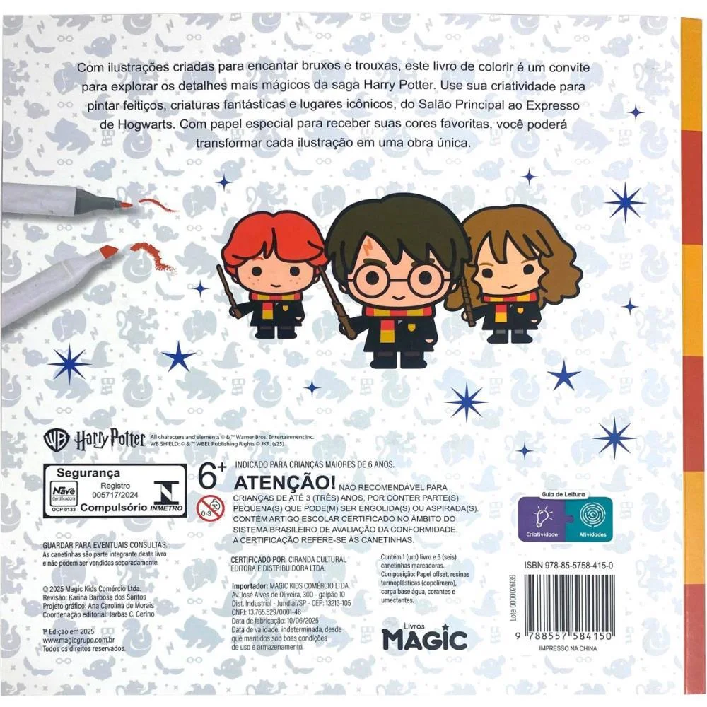 LIVRO DE COLORIR HARRY POTTER CUTE C/6CANETINHA MAGIC KIDS (UNIDADE) - imagem 4
