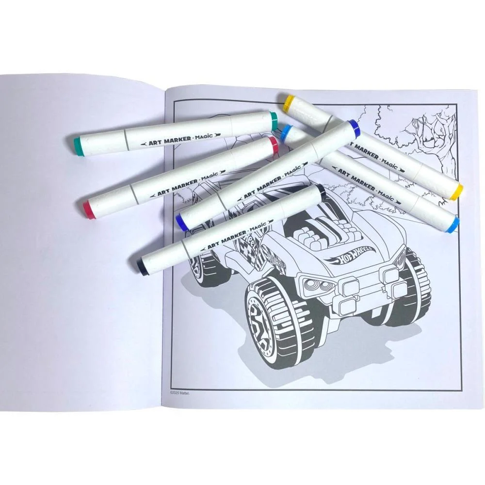 LIVRO DE COLORIR HOT WHEELS COMFY C/6CANETINHAS MAGIC KIDS (UNIDADE) - imagem 3